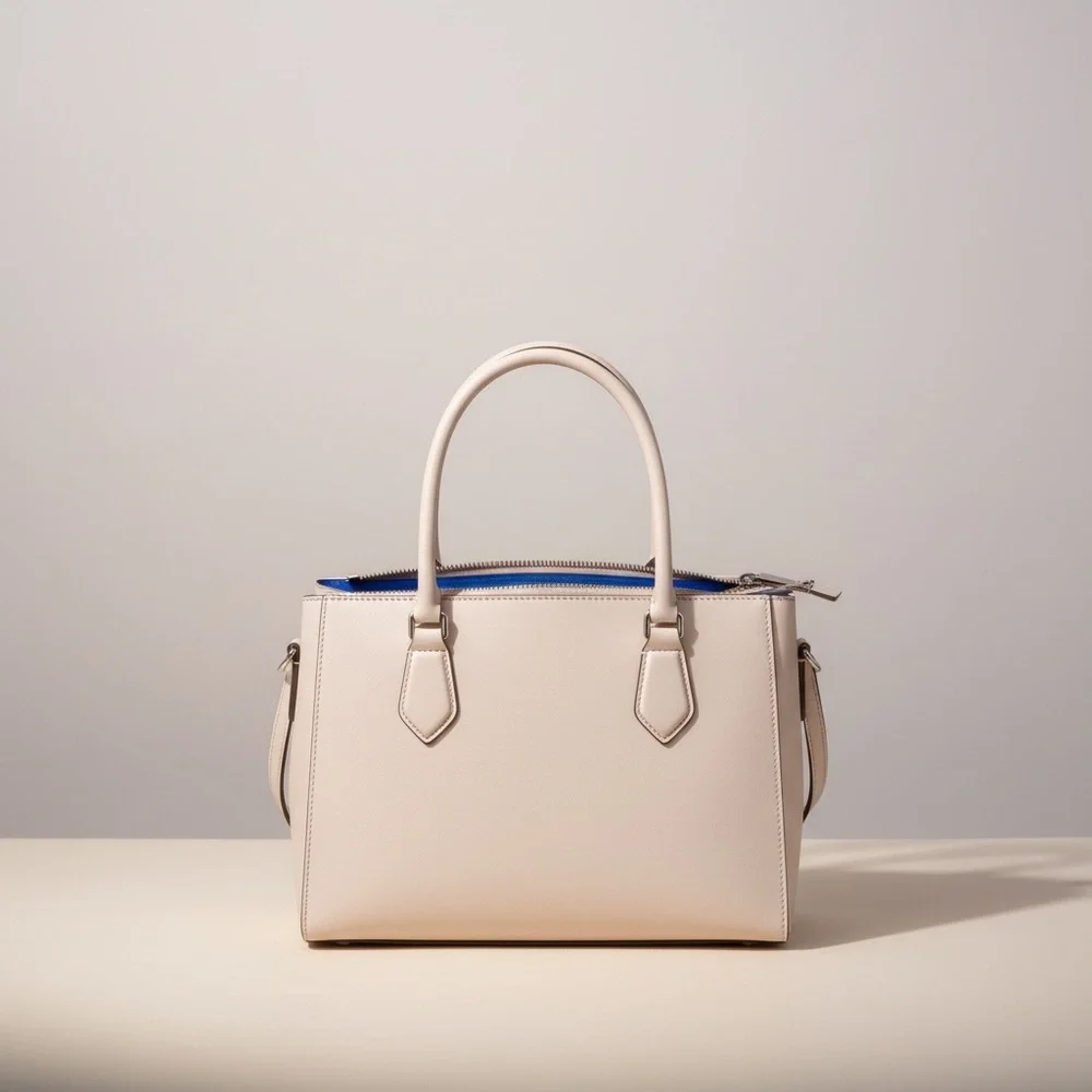 Kate Spade Arbour Hill Candace Leather Satchel Crossbody Pumice Blue Work Bag - Picture 2 of 11